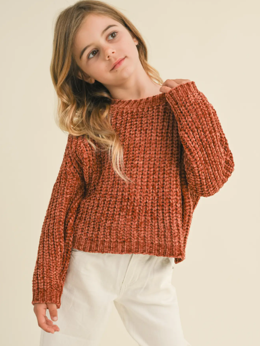 Harley Pull Over Chenille Sweater - Rust