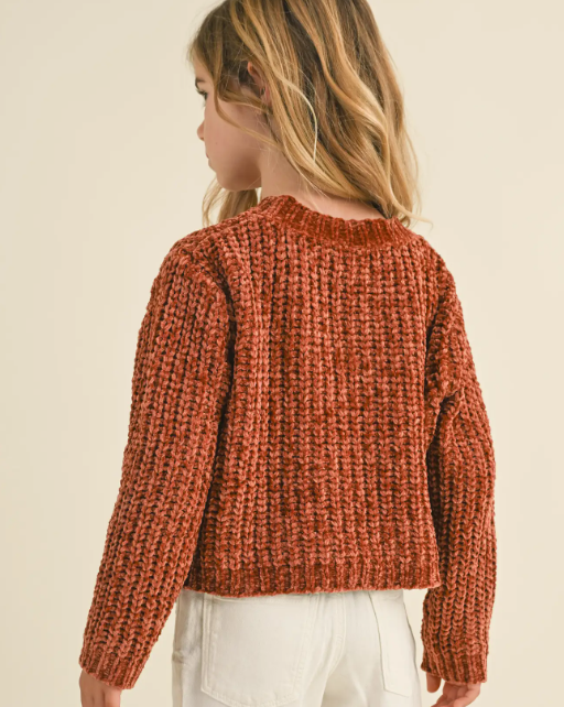 Harley Pull Over Chenille Sweater - Rust