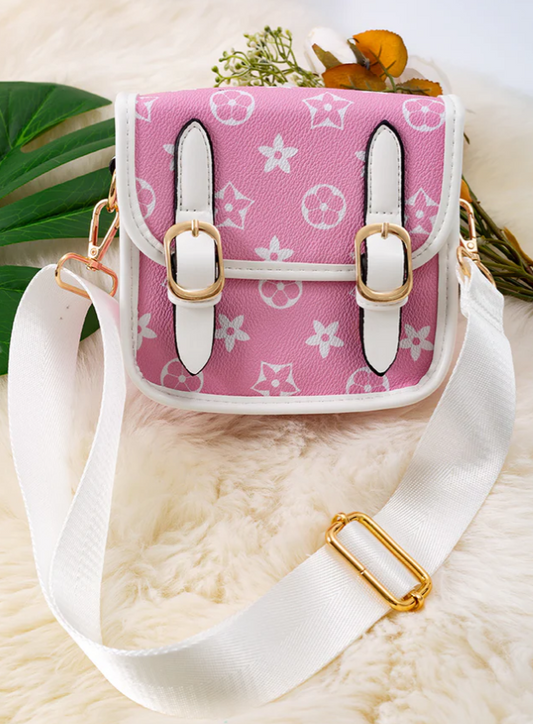 Dual Buckle Symbol Crossbody - Pink