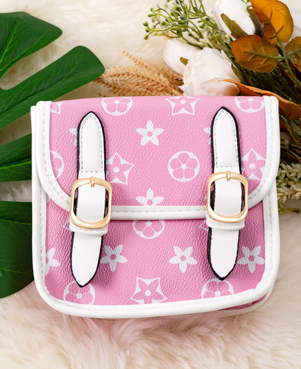 Dual Buckle Symbol Crossbody - Pink