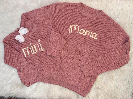 MAMA Oversized Sweater- Pink