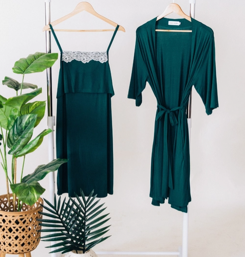 Emerald Green Maternity Delivery Gown Set