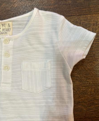 Dodger Henley Tee- White Ribbed