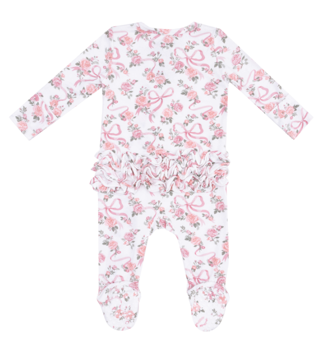 Ribbon & Flowers Zipper Footie