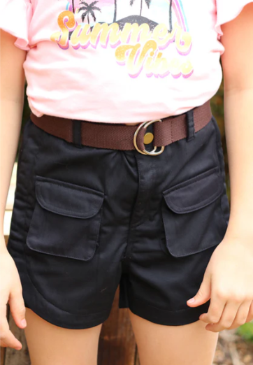 Black Cargo Shorts + Belt