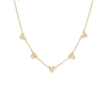 MICKEY MINNIE MOUSE STRAND NECKLACE GOLD WHITE CRYSTAL