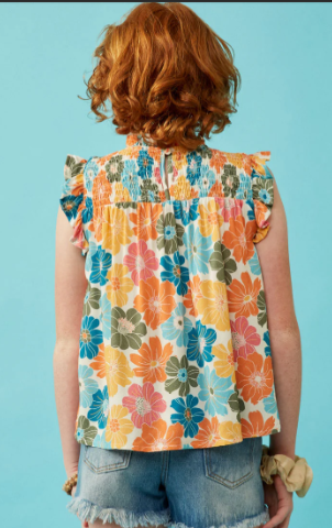 Brampton Floral Smocked Tank- Pink