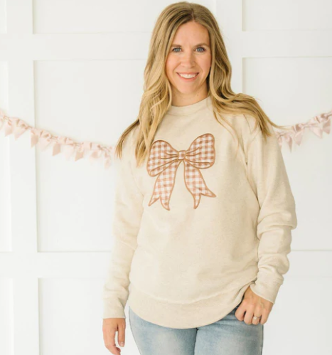 Women's Gingham Bow Patch Sweatshirt
