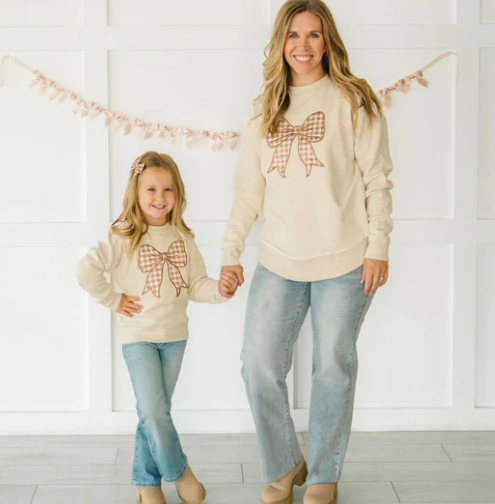 Women's Gingham Bow Patch Sweatshirt