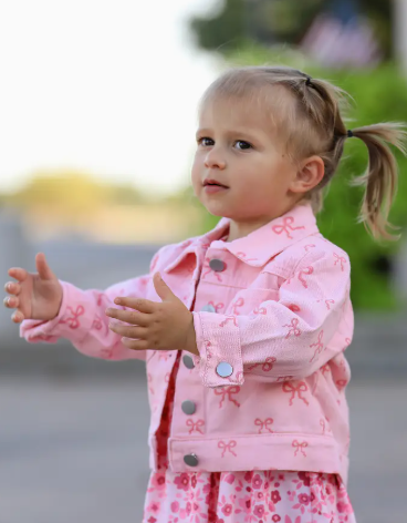 Denim Bow Jacket- Pink