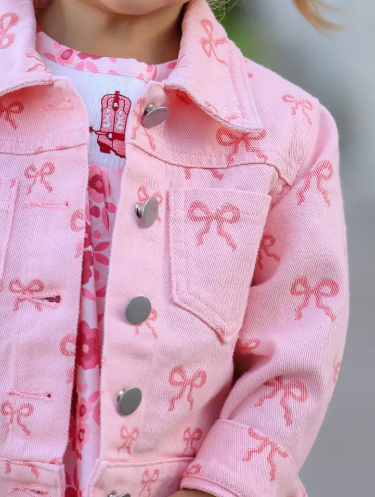 Denim Bow Jacket- Pink