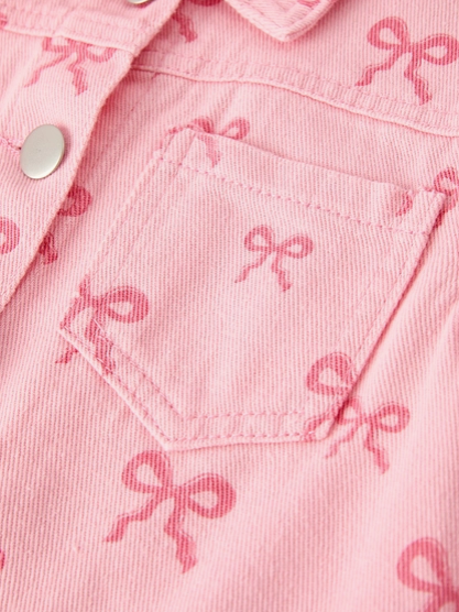 Denim Bow Jacket- Pink
