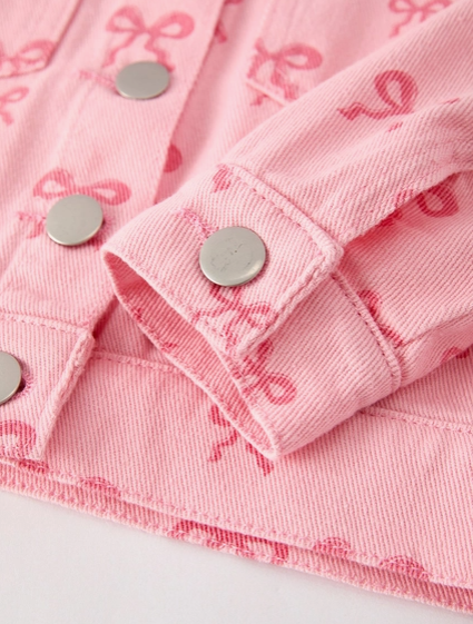 Denim Bow Jacket- Pink