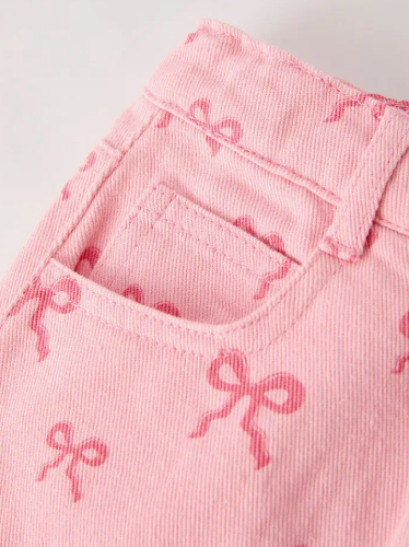 Pink Bow Denim Skirt