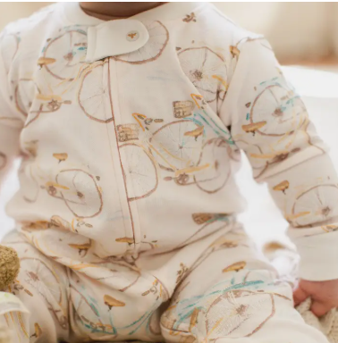 Bicycles Sleep & Play Onesie- Angelic