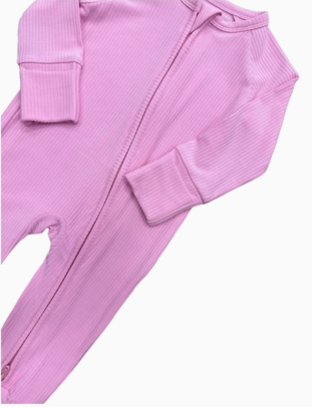 Ribbed Zip Jam- Pink