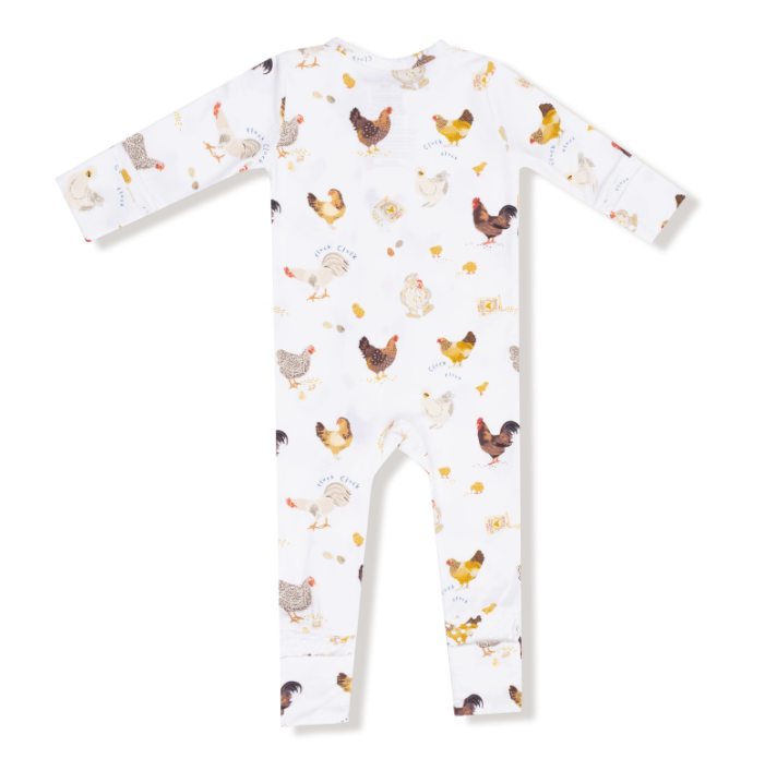 2 Way Zipper Romper- Collector Chickens