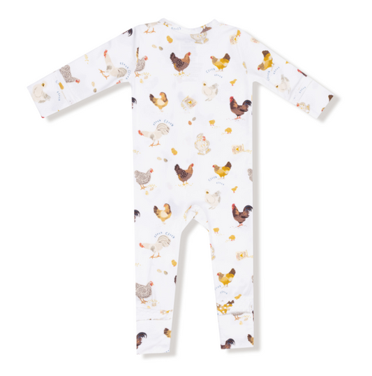 2 Way Zipper Romper- Collector Chickens