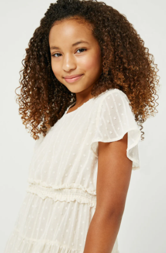 Layla Smocked Dot Dress- Cream