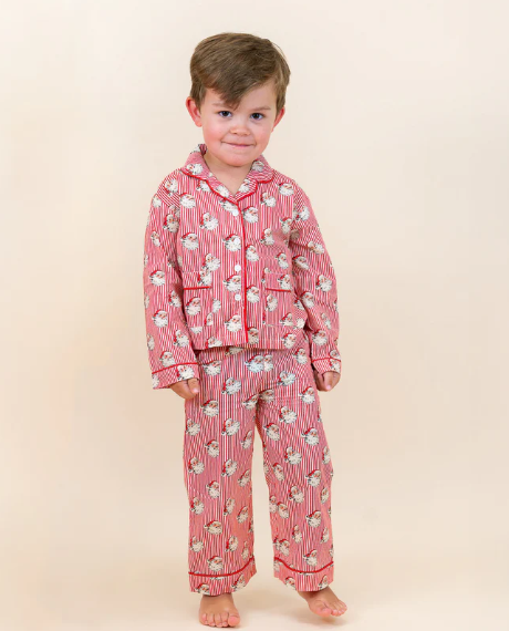 Vintage Santa PJ Set- Red Striped