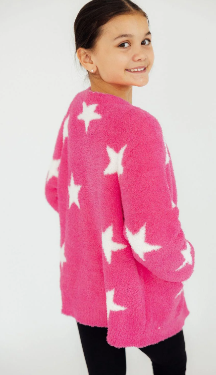 Lany Star Cardigan- Bright Pink