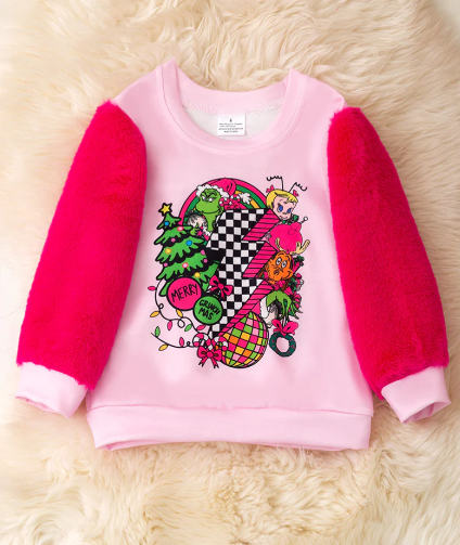 Merry Grinchmas Sweatshirt- Fuchsia