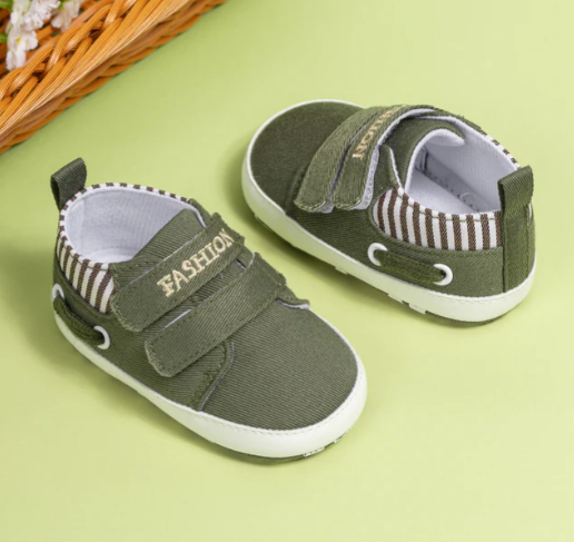 Velcro Baby Shoes- Olive Green