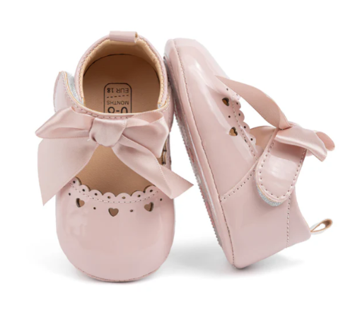 Heart Baby Bow Shoes- Pink