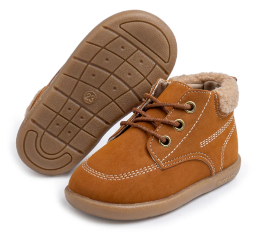 Faux suede cute unisex boots-brown