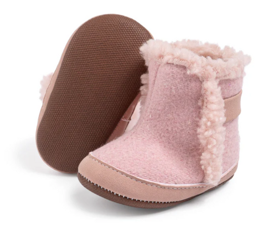 Faux fur baby boots-Pink