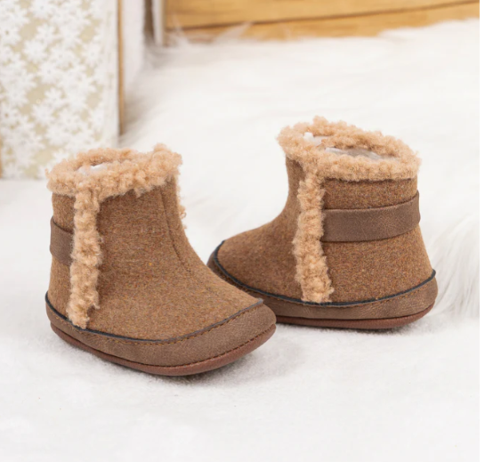 Faux fur baby boots-Brown