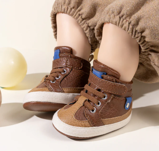 3 Tone apricot pleather baby shoes