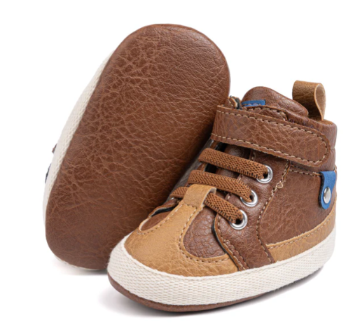 3 Tone apricot pleather baby shoes