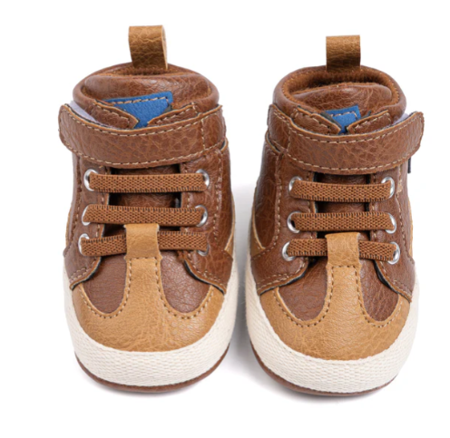 3 Tone apricot pleather baby shoes