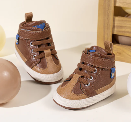 3 Tone apricot pleather baby shoes