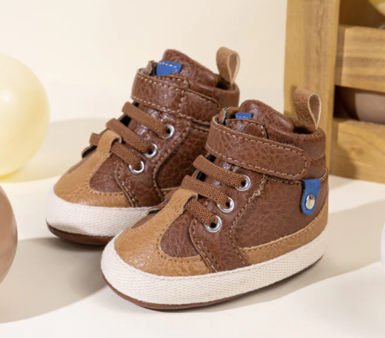 3 Tone apricot pleather baby shoes