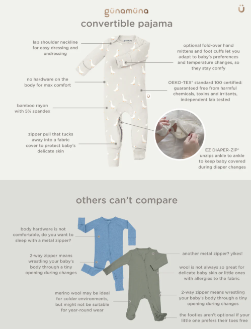 Convertible Pajama - Giraffe Moss