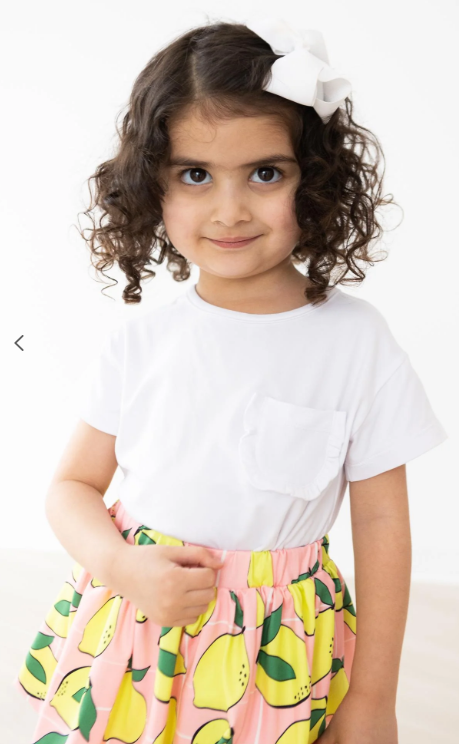 White Ruffle Pocket Tee