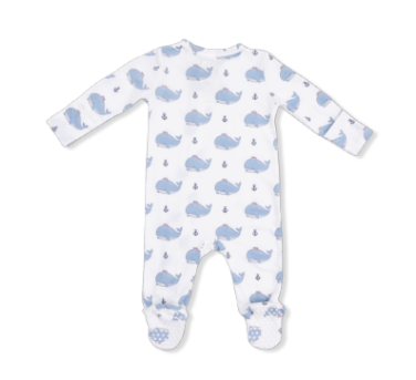 Sailor Whales Blue - 2 Way Zipper Footie