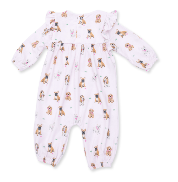 Bestie Dogs Ruffle Romper- Pink