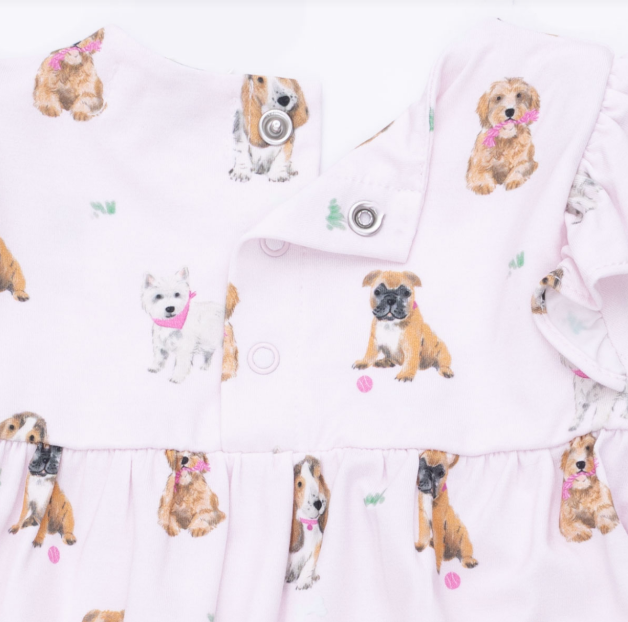 Bestie Dogs Ruffle Romper- Pink
