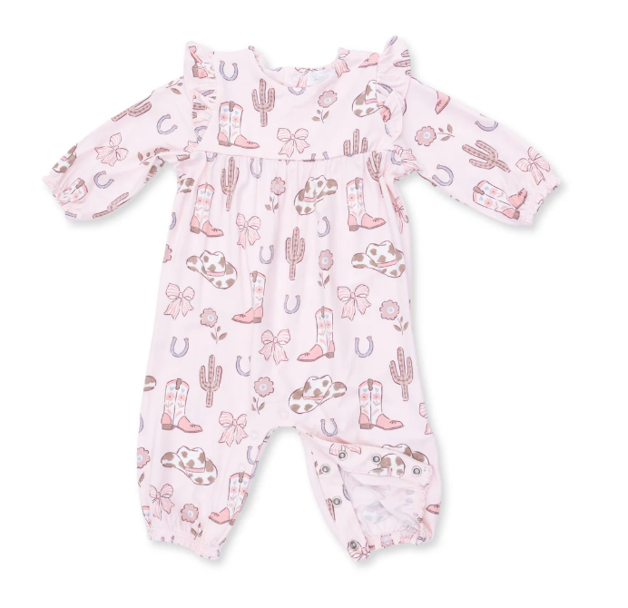 Cowgirl Boots & Bows Ruffle Romper