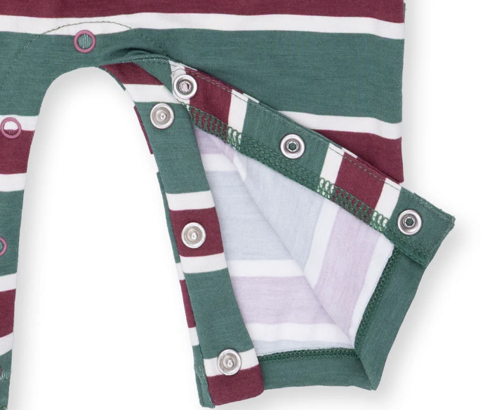 Rugby Polo Romper- Green Stripe