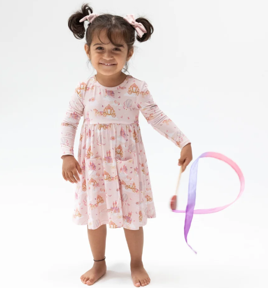 Twirly LS Princess Unicorns & Castle Dress w/ Shorts