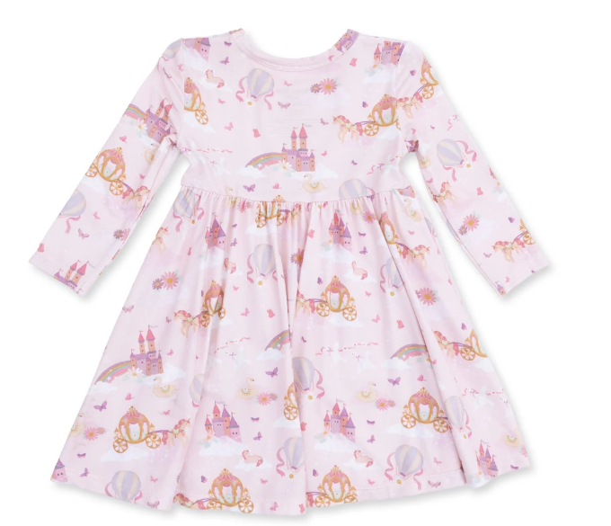 Twirly LS Princess Unicorns & Castle Dress w/ Shorts