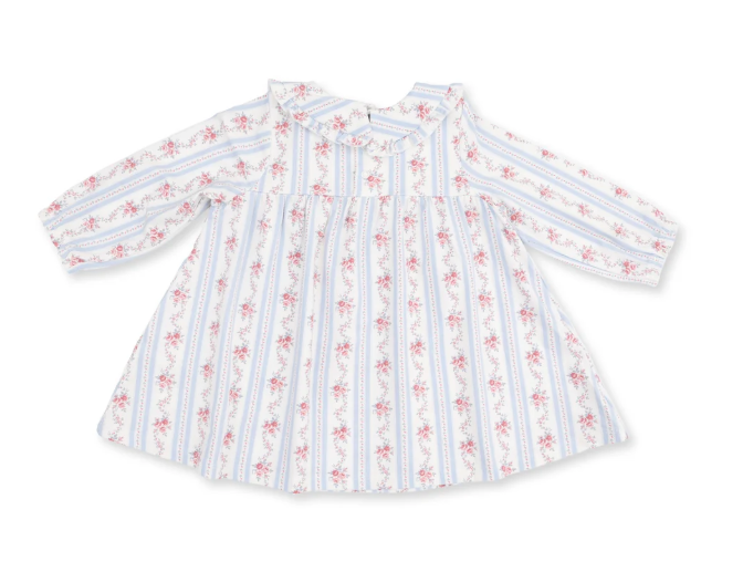 LS Ruffle Dress & Bloomer-Anna Floral Stripe