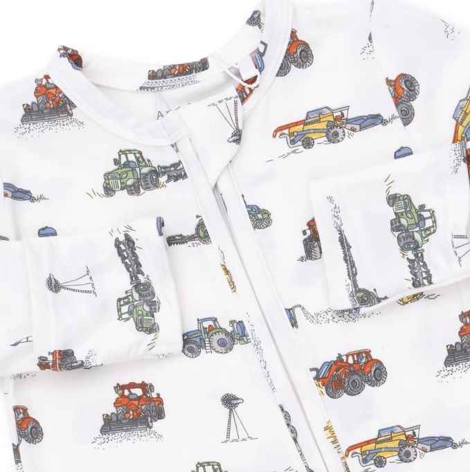 2 Way Zipper Footie- Farm Machines