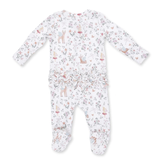 2 Way Ruffle Back Zipper Footie- Enchanted Woodland