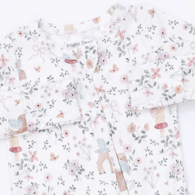2 Way Ruffle Back Zipper Footie- Enchanted Woodland