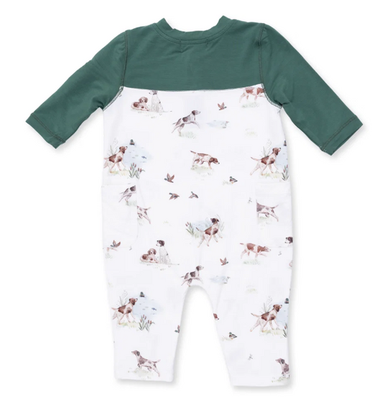 Pointer Pups/Duck Buddies Romper W/ Contrast Sleeves